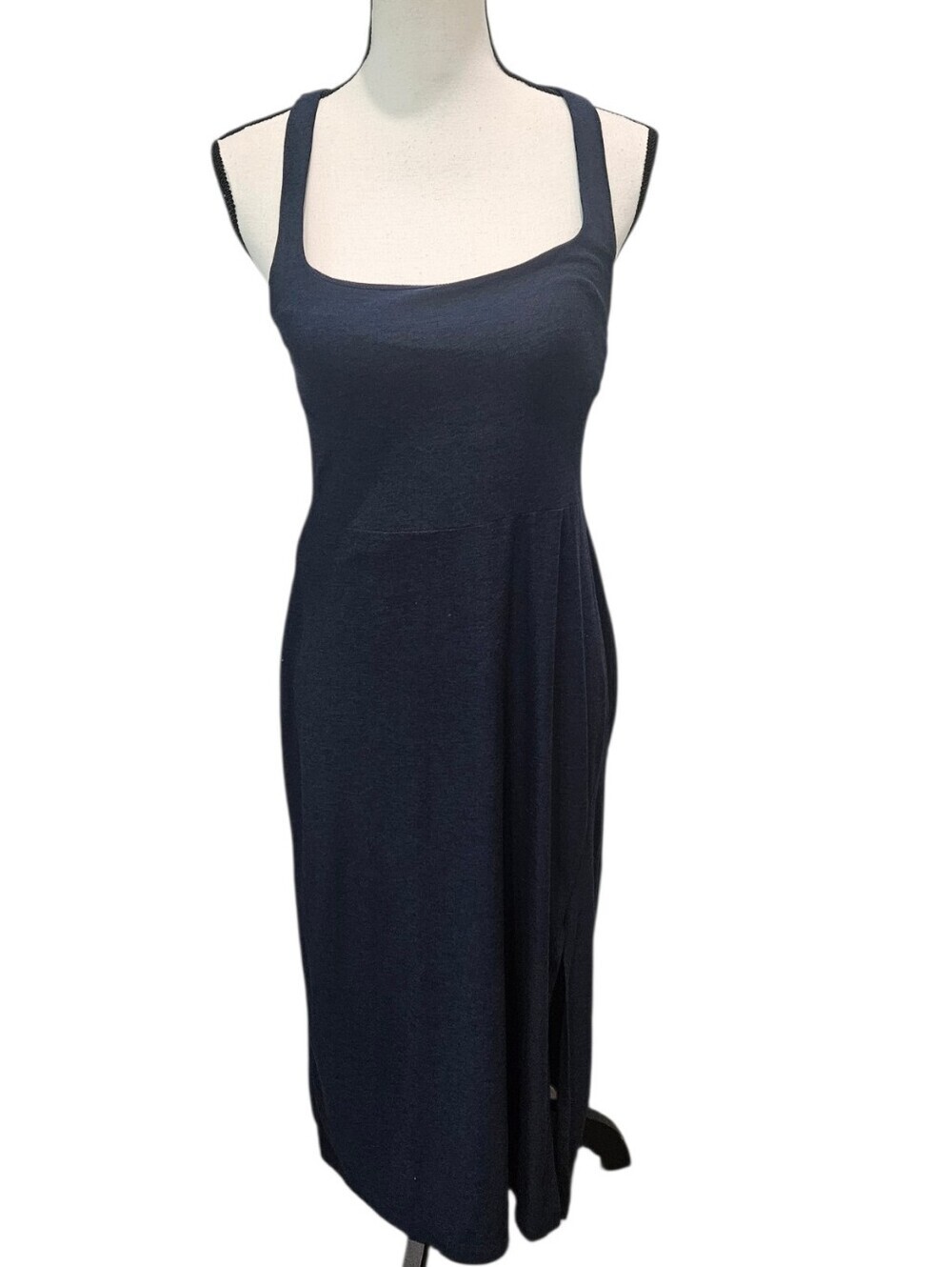 Beyond Yoga Navy Blue Square-Neck Athleisure Dress